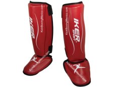 Espinilleras Kick Boxing, Muay Thai, MMA, Empeine Desprendible, IKER, MMA, Roja