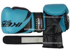 Guantes Kick Boxing, Muay Thai, Boxeo, IKER, modelo Tyson, Artes Marciales Mixtas, Azul Turqueza