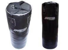 Costal Profesional en Vinil para Boxeo 30 X 90 cm. con Cintas marca IKER color Negro, Kick Boxing, Muay Thai y Artes Marciales en General