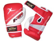 Guantes para Boxeo Amateur Sinteticos IKER modelo Vantage Rojo con Blanco, Kick Boxing, Muay Thai, MMA