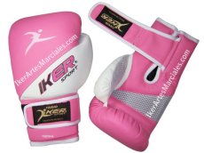 Guantes para Boxeo Amateur Sinteticos IKER modelo Vantage Rosa con Blanco, Kick Boxing, Muay Thai, MMA