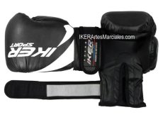 Guantes Kick Boxing, Muay Thai, Boxeo, IKER, modelo Tyson, Artes Marciales Mixtas, Negro