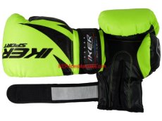 Guantes Kick Boxing, Muay Thai, Boxeo, IKER, modelo Tyson, Artes Marciales Mixtas, Verde Neon